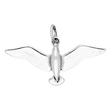 Seagull Bird Sea Gull Flying 925 Sterling Silver Charm Pendant MADE IN USA