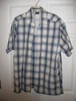 Woodlake Summit Series Button-Down Blue Plaid Fishing Shirt Men's Large