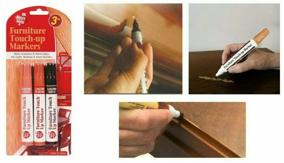 151 PRODUCTS 3x MÖBEL & HOLZ KRATZER PERMANENT REPARATUR MARKER STIFTE HELL DUNKEL MITTELBRAUN
