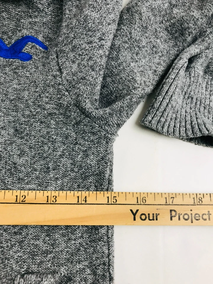 Sudadera Hollister Para Mujer Talla Pequeña Gris Pullover Bolsillo Sudadera con Capucha Cordón Foto 3 de 4