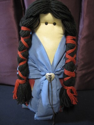Large Doll with Southwest Design and Heart Shaped Metal Shaw Buckle
