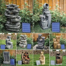 Solar Power Outdoor Cascading Water Fountain Feature LED Light Garden Statue UK