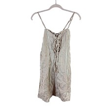 FAITHFULL THE BRAND womens size 4 dusty rose striped lace up mini dress