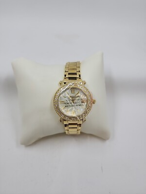 Judith Ripka Bezel Set Goldtone Stainless White Topaz Summit Watch