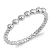 .925 Sterling Silver Bead Rope Fashion Ring NEW