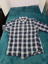 Abercrombie  Fitch Mens Blue Long Sleeve Check Button Up Shirt Sz Medium Cotton