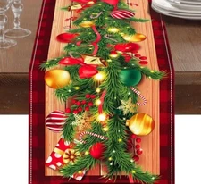 Festive Holiday Table Runner 72 Inches Long Christmas Winter Table Runner