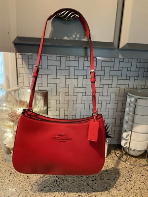 COACH Penelope Shoulder Bag Smooth Leather Bright Poppy Color