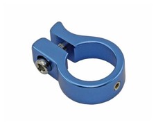 BICYCLE ALLOY SEATPOST CLAMP (OUTER DIAMETER 25.4MM) IN BLUE.
