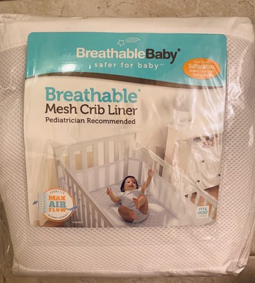breathable baby mesh crib liner solid back