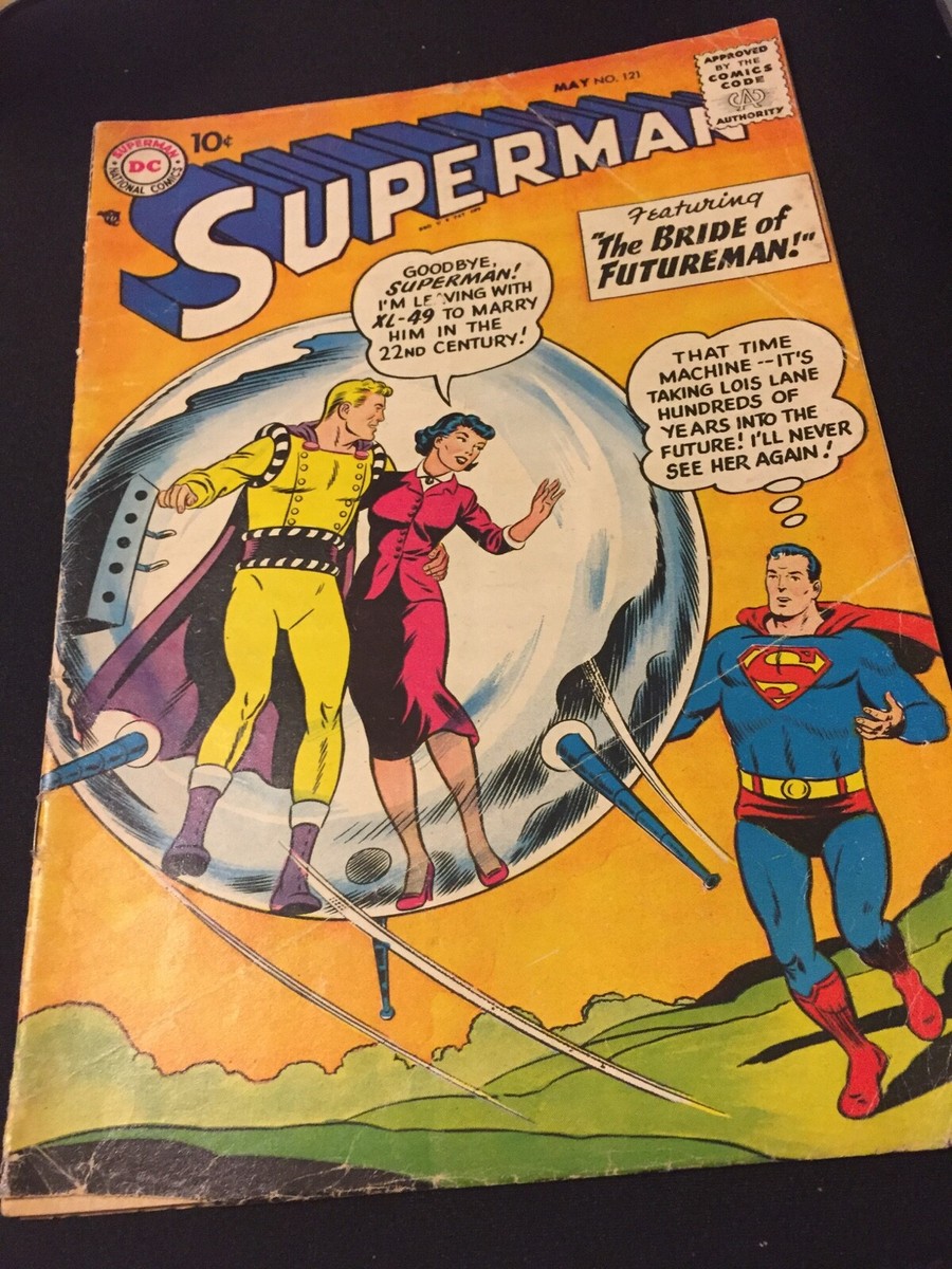1958 DC Comic Book SUPERMAN # 121 Futureman w/ Time Machine | eBay