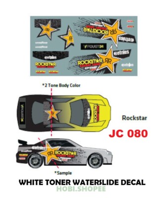 WT110 White Toner Waterslide Decals ROCK STAR For Custo 1:64 Hot