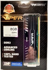 Patriot Viper 3 8GB DDR3 1600Mhz PC3-12800 Black Mamba RAM (PV38G160C0) *NEW*