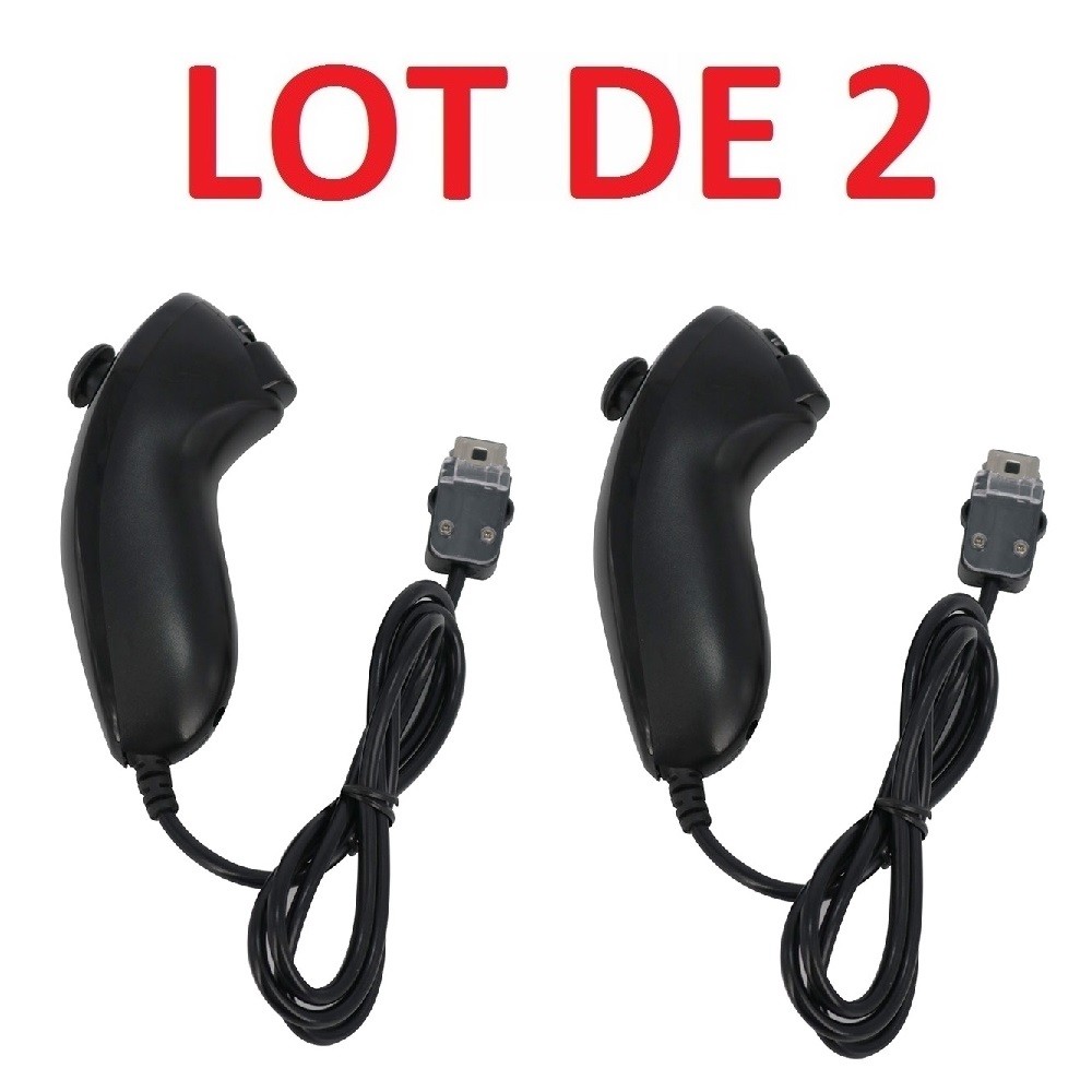 2 X Nunchuck manette pour Nintendo Wii et Wii u - Noir
