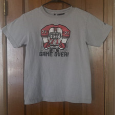 Starter Football Graphic T-Shirt Boys Size Medium Short Sleeve Gray Game Over
