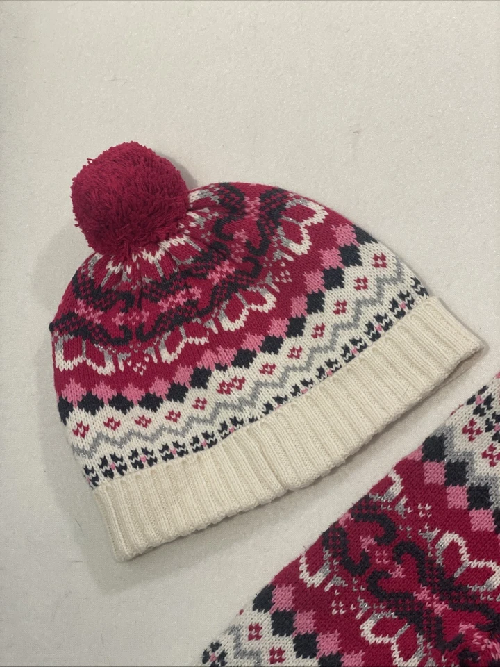 Vestido Jillians' Armario Manga Larga Invierno Tejido Rosa Blanco con Sombrero a Juego Talla 5/6 Foto 4 de 4