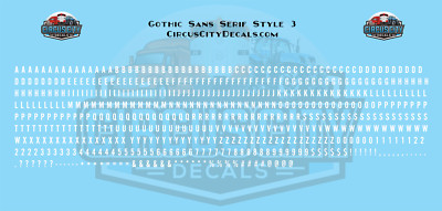 Gothic Sans Serif 3 Alphabet Letters & Numbers 1/16'' 1/8'' 3/16'' 1/4'' Water Sl...