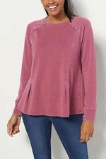 AnyBody French Terry Fleece Lined Swing Pullover Maroon