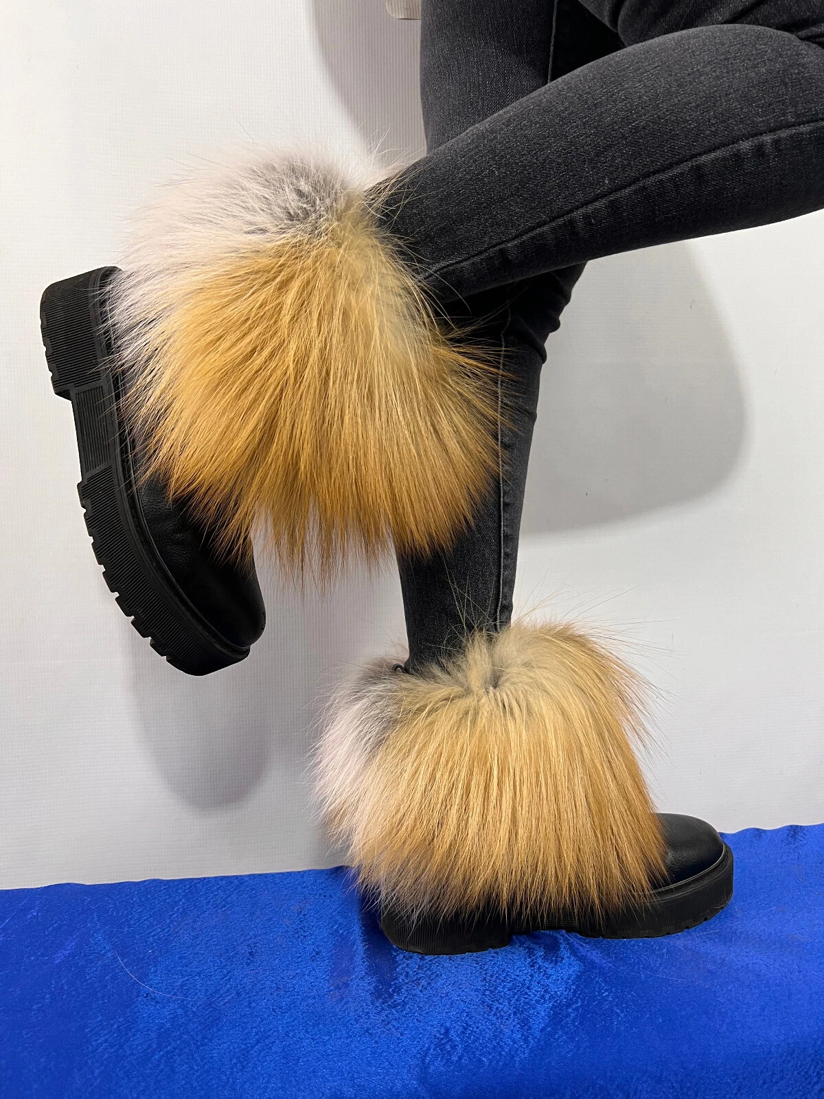 Gold Fox Fur Boot Covers / Wristbands / Headband / Scarf Saga Furs Transformer