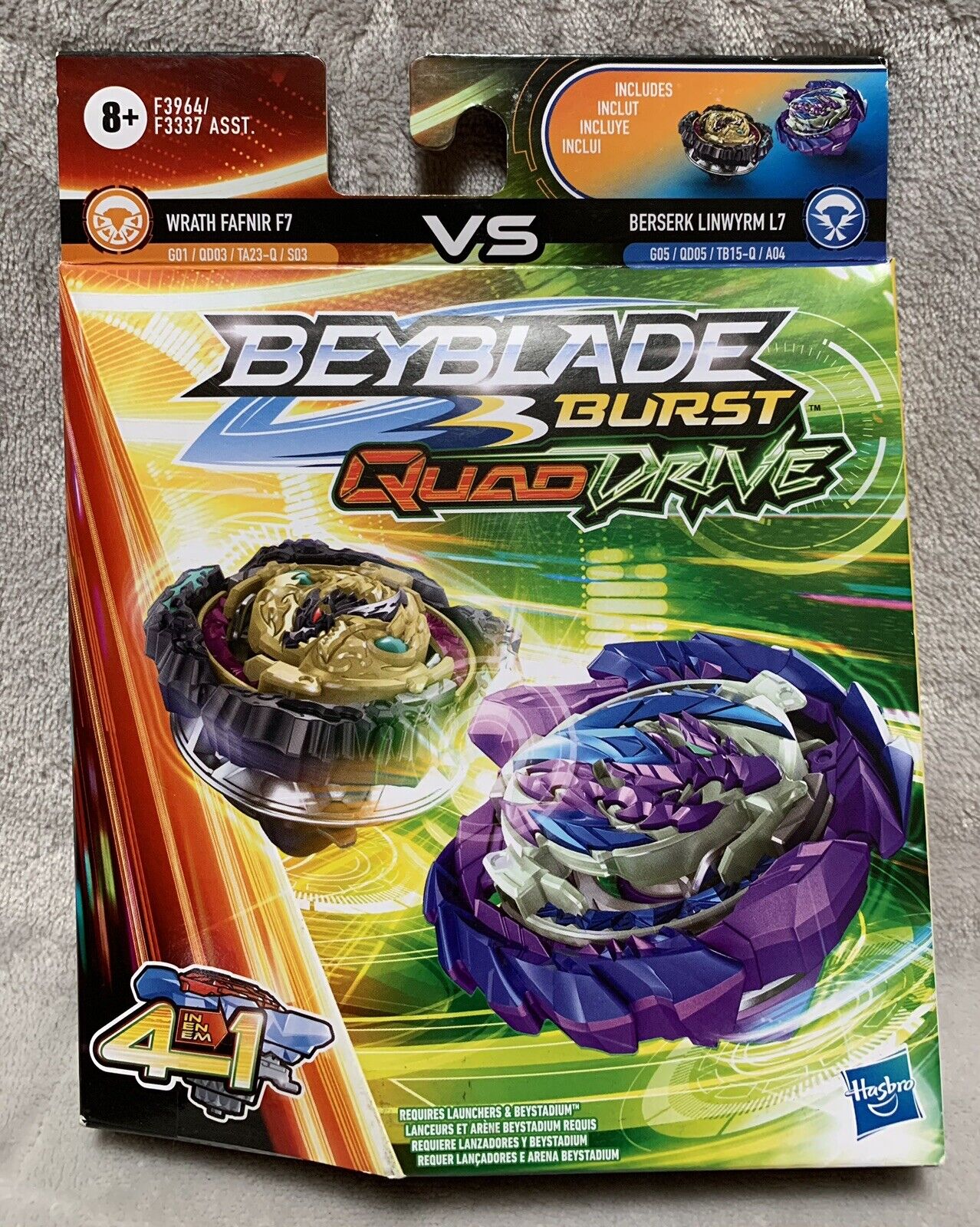 Beyblade Burst QuadDrive - Wrath Fafnir VS Berserk Linwyrm - F3337