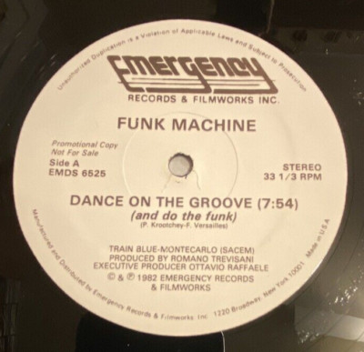 FUNK MACHINE Funk On The Groove WLP Rare 12'' SIngle PROMO Italo Disco ELECTRO