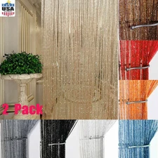 2 Pack String Door Curtain Bead Ribbon Doorway Room Dividers Window Panel Tassel