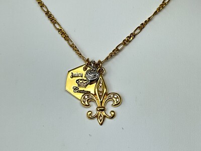 NWT $78 JUICY COUTURE Royal Charm Fleur De Lis 16-18.5'' Necklace