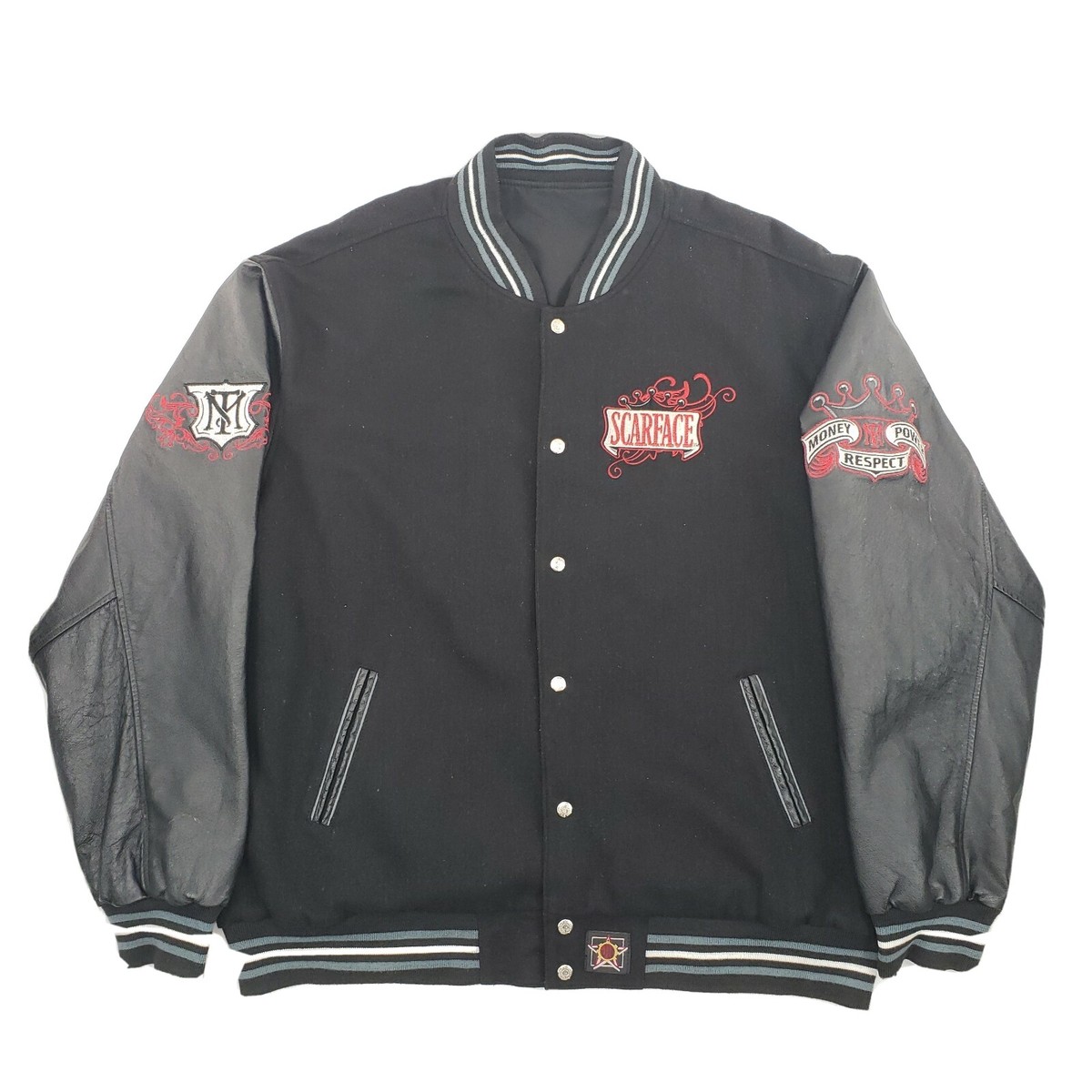 90s 映画 SCARFACE スカーフェイス リバーシブル ボンバージャケット Jeff Hamiltion Scarface Jacket Tony Montana Leather Sleeve