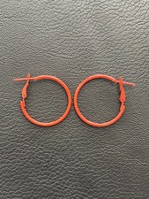 FUN NEW PAIR WOMEN'S HOOP EARRINGS 30MM REDDISH ORANGE