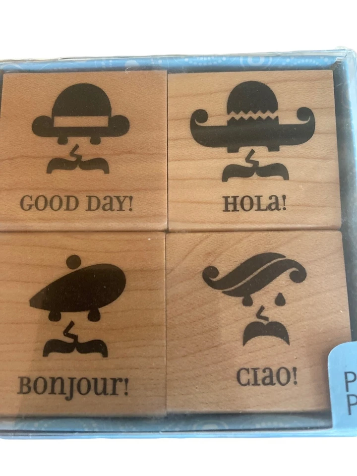 NIP Inkadinkado Multilingual Hello Mounted Rubber Stamp Set, 4 pc - Image 4 of 4