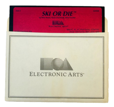 Vtg 1990 Ski or Die - Electronic Arts - EA-IBM PC 5.25  Floppy Disc W/ Sleeve