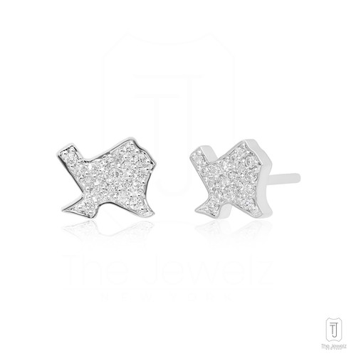 14k Gold 0,20 ct VS/F-G Diamant Texas Map Design Ohrstecker - The Jewelz - Bild 7 von 7