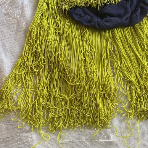 Vintage 1950s Blue Cotton Knit & Flower Sequin Dance Play Suit Long Fringe Romp - Picture 5 of 15