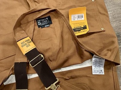 Carhartt Men's R01-M Duck Bib Overalls Carhartt Brown Sz 34 X 30