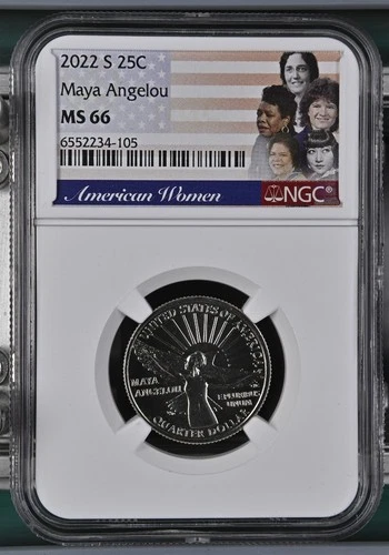 2022-S Mint State Maya Angelou American Women Quarter Graded MS-66 By NGC
