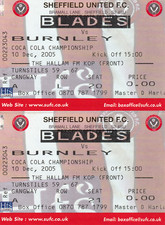 TICKET Sheff.Utd. v Burnley 10-12-2006 Championship