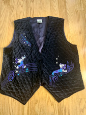 Disney Mickey Minnie Embroidered Navy Blue Quilted Vest Size Medium New