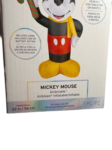 Disney Mickey Mouse Airdorable Airblown Inflatable Indoor 22 Inches Christmas - Picture 5 of 5