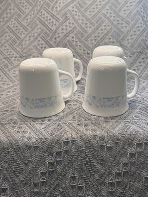 Corelle Sea and Sand Mugs Set Of 4 Vintage Floral Corningware USA Coastal Cups