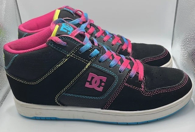 DC Shoes Womens SZ 7.5 Manteca 4 Mid Skate Shoes Black/Pink/Blue-1033 - Image 2 of 4