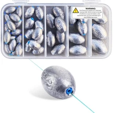 Egg Fishing Sinkers Weights Assortment Lead Oval Shape Bass Casting Worm Weig...