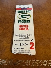 1995 New York Giants Green Bay Packers Football Ticket Antonio Freeman Debut