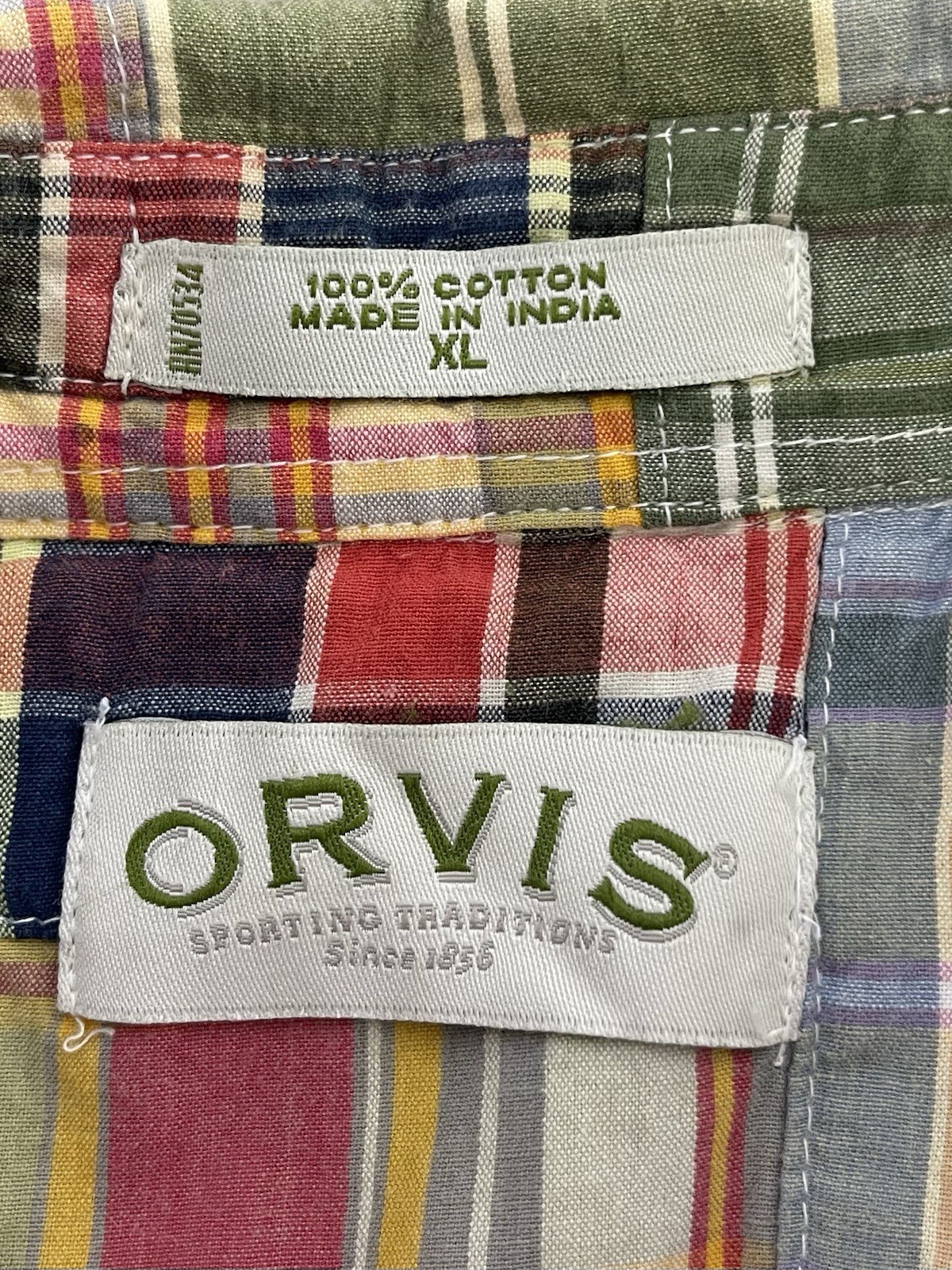 Orvis Patchwork Shirt Long Sleeve Button Down Cot… - image 2