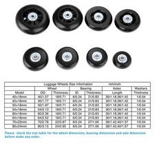 Juego de 2 ruedas de repuesto para maleta de equipaje OD 40mm/45mm/50mm/54mm/64mm/70mm/80mm