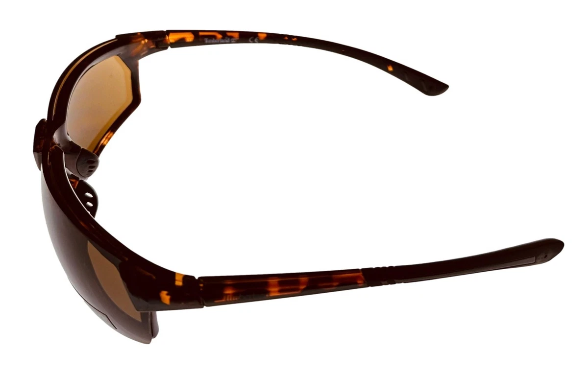 Timberland Dark Havana Mens Plastic Rectangle Sunglass, Brown Lens TB7219. 52E