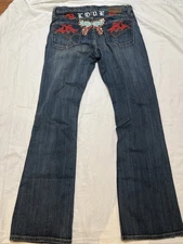 Vigoss VTG Jeans Women’s Low Rise Embroidery Embellished Bootcut Sz 7/8