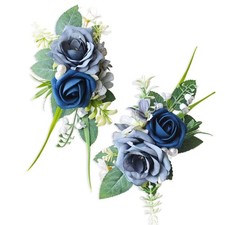 2 Pcs Boutonniere Men Dusty Blue Suit Decor Flowers Groom Wedding Prom