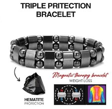Magnetic Hematite Healing Stretchable Bracelet 2 Line Hematite Therapy Bracelet