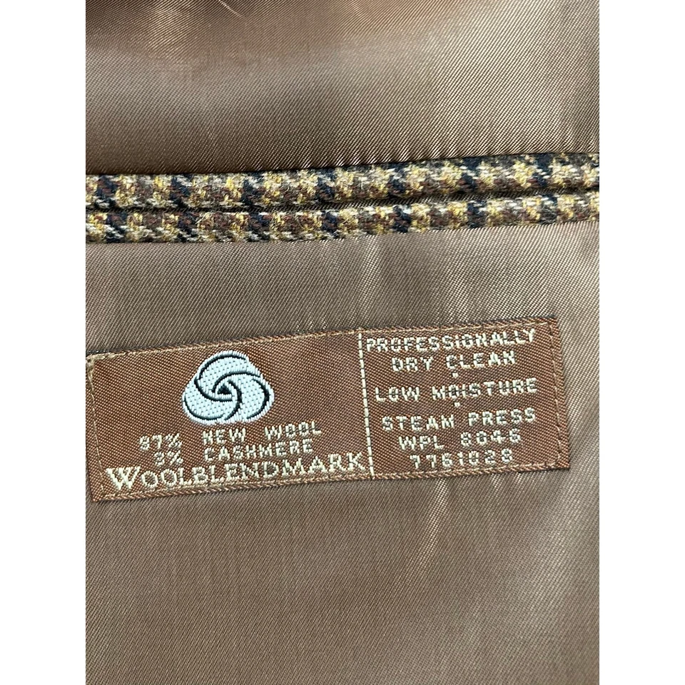 Chaqueta Blazer Tasso Elba Pata de Gallo Lana Mezcla Cachemira Marrón A Cuadros Talla 46R Foto 4 de 4