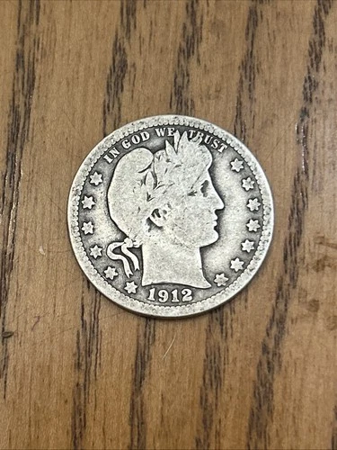 G VG DETAILS 1912 P  BARBER SILVER QUARTER-